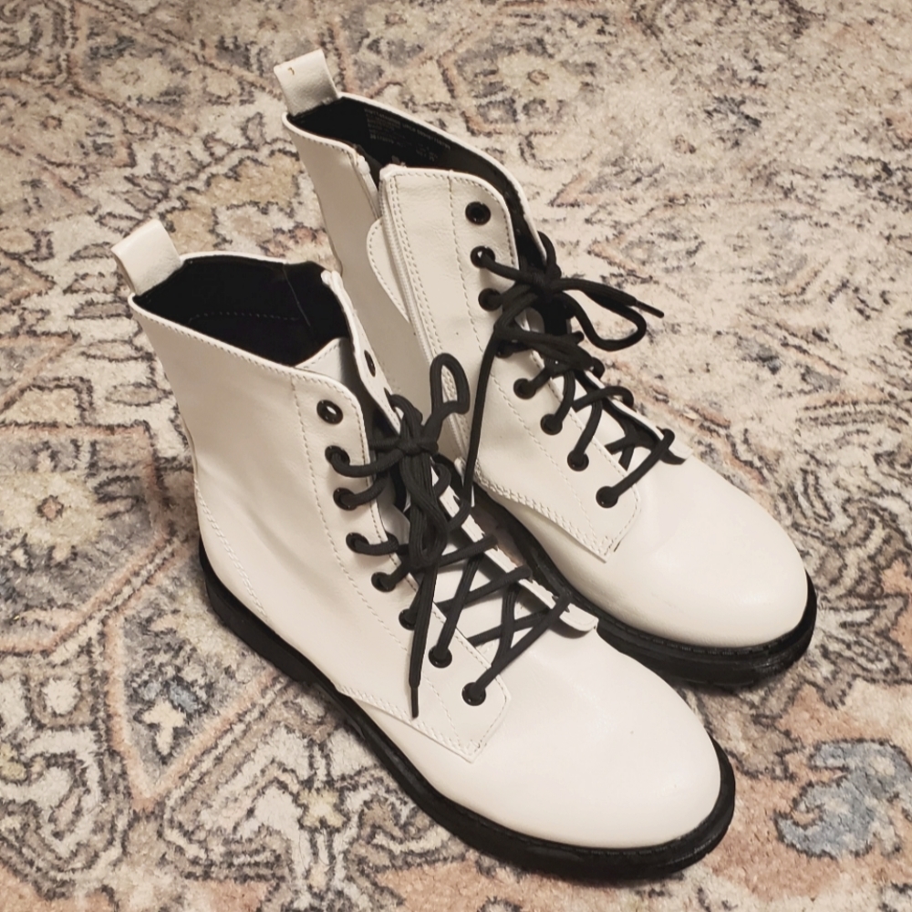 White Combat Boots